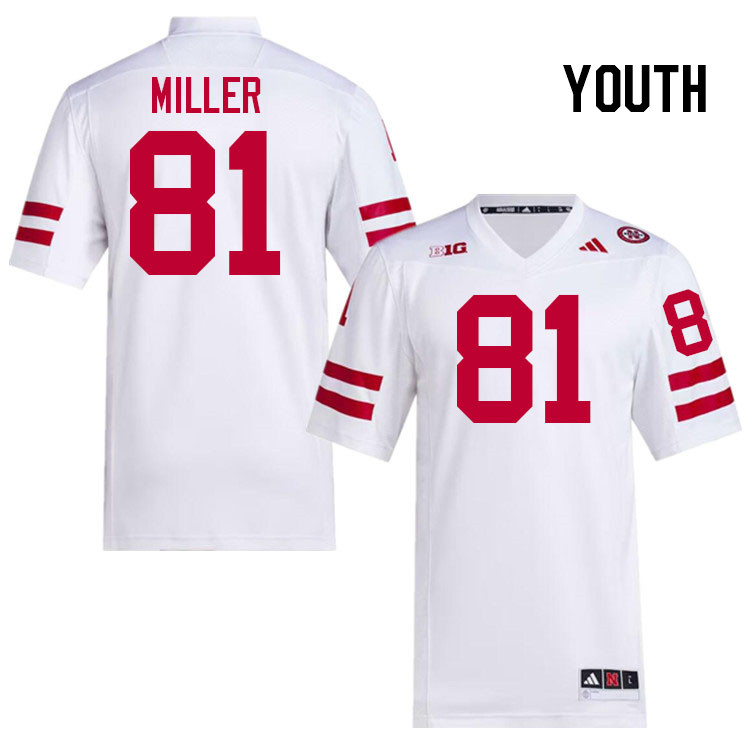 Youth #81 Hayes Miller Nebraska Cornhuskers College Football Jerseys Stitched Sale-White